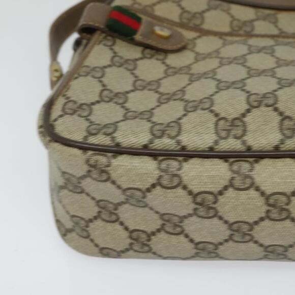 GUCCI GG Supreme Web Sherry Line Bag Pvc Beige Gold 904 02 049 - Picture 10 of 16